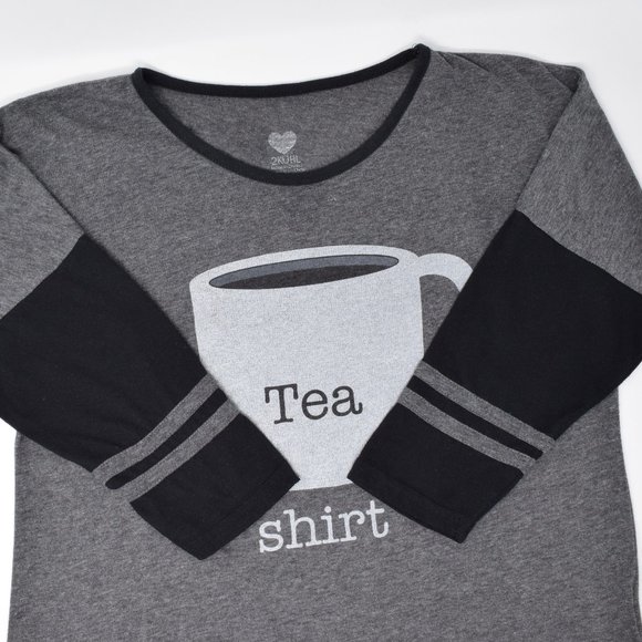 2Kuhl Tea Shirt Women Small Ringer Raglan Grey Tee Novelty Whimsical Casual - Picture 12 of 13
